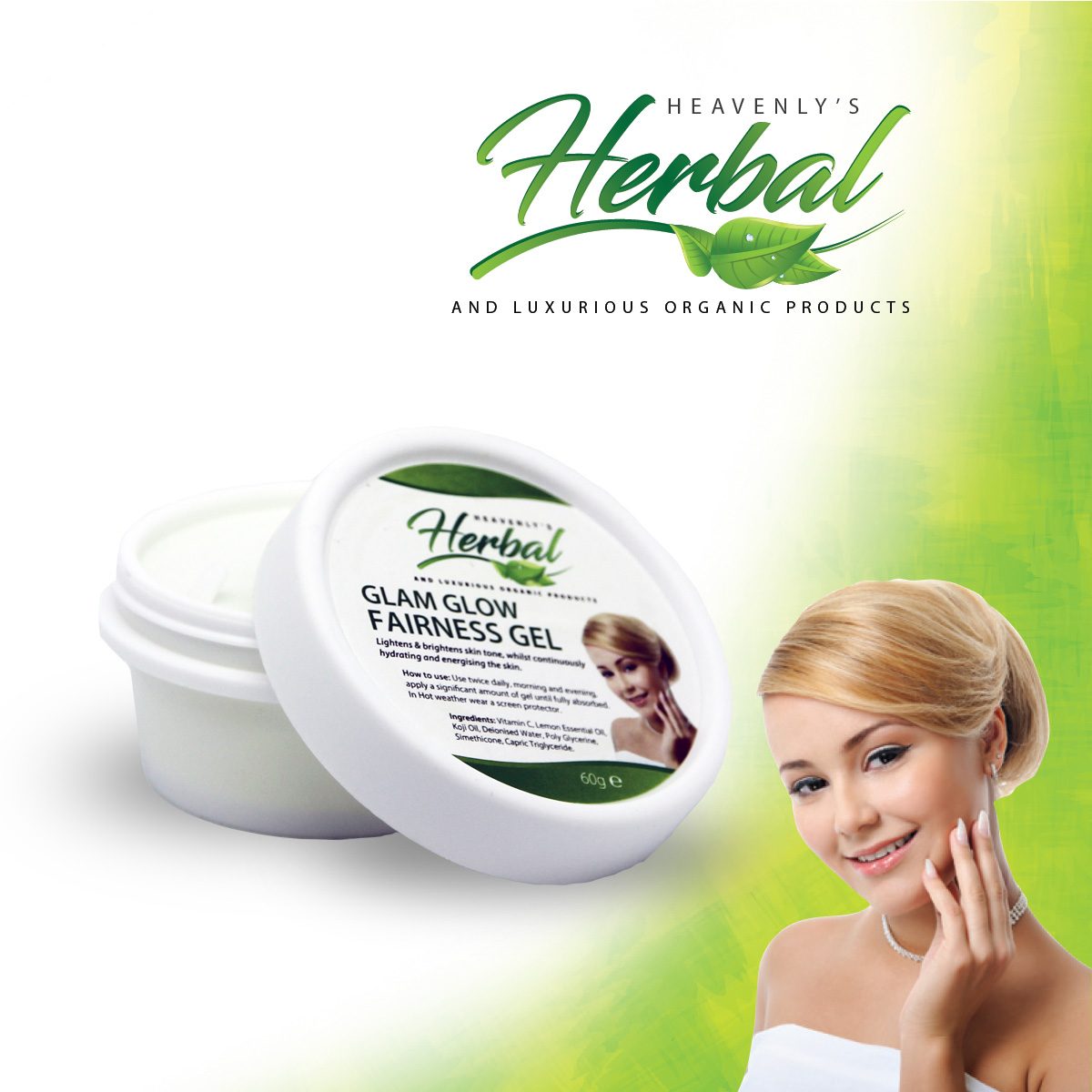 Glam glow Fairness gel skin moisturiser hydrating and energising skin cream